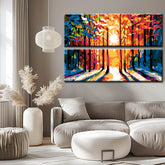 Paint-by-numbers panorama sunny clearing, 2-panel